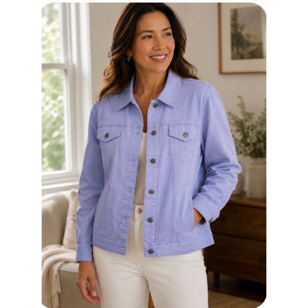 Appleseed's Women's Denim Style Jacket - Soft Peri Blue - 3X new in package